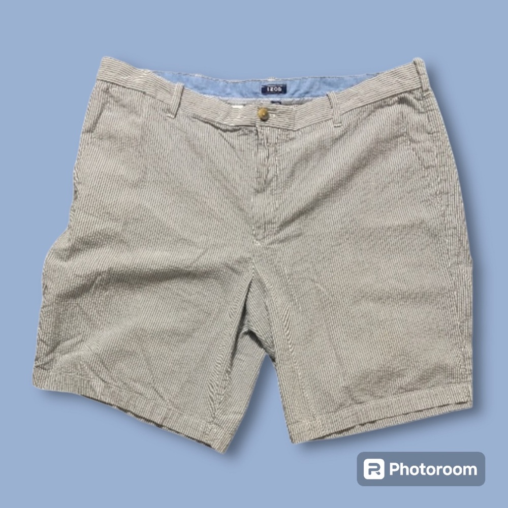 Izod Bermuda Shorts Blue & White Cotton Men's pockets Size 42. - Picture 1 of 11
